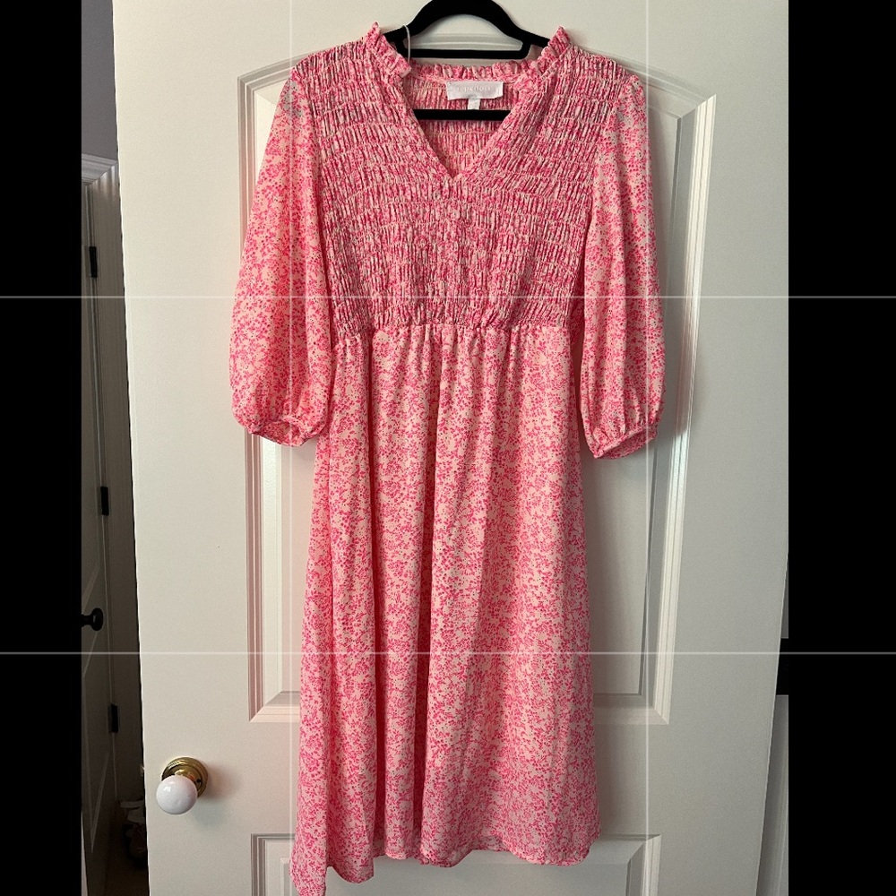 Womens Hot Pink Smocked Dress